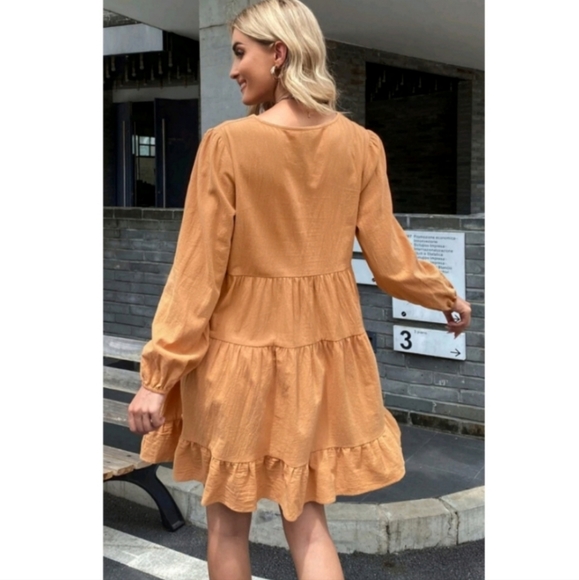 Vici Smock Latern Babydoll Long Sleeve Bohemian Dress - Picture 10 of 10